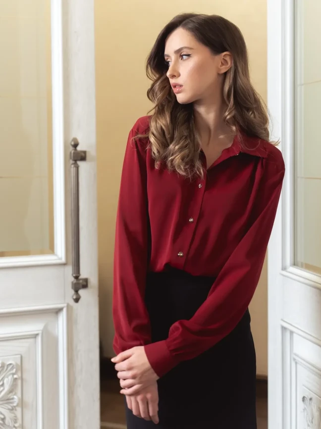 Заказать  блузку женскую с длинным рукавом (Бордовый)  для женщин в официальном интернет-магазине bonchic.store