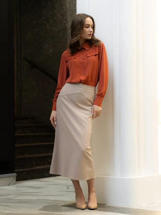 Заказать  блузку женскую с длинным рукавом (Терракот)  для женщин в официальном интернет-магазине bonchic.store